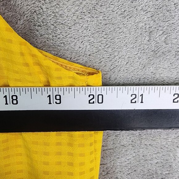 Women's Yellow Meraki Textured Blouse Top Short Sleeve Button Back Size L - Picture 9 of 11